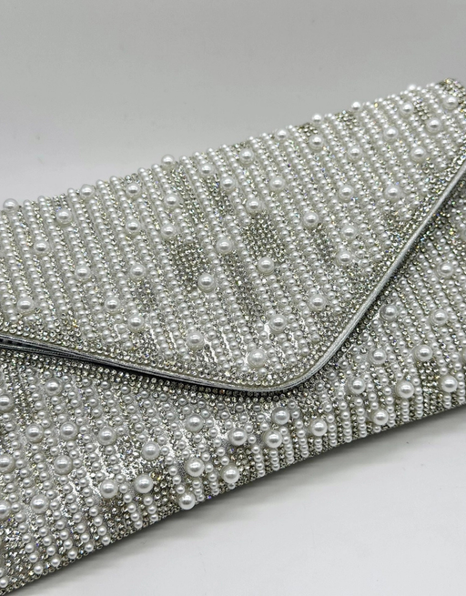 perlen clutch flach