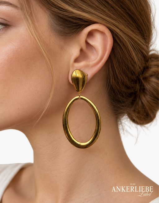 statement ohrringe oval | edelstahl gold