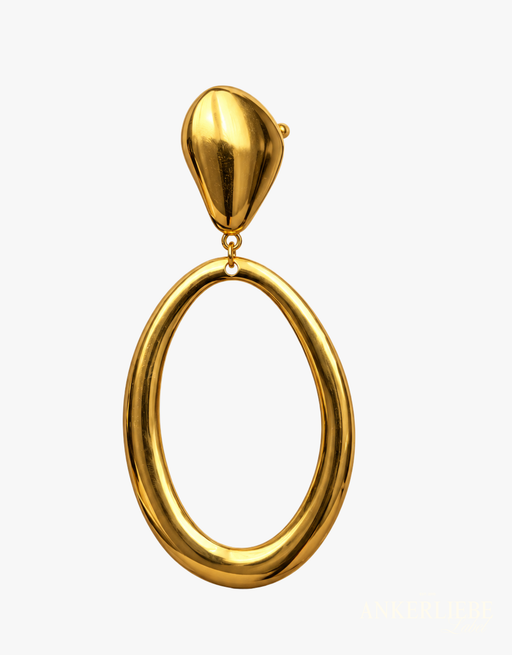 statement ohrringe oval | edelstahl gold