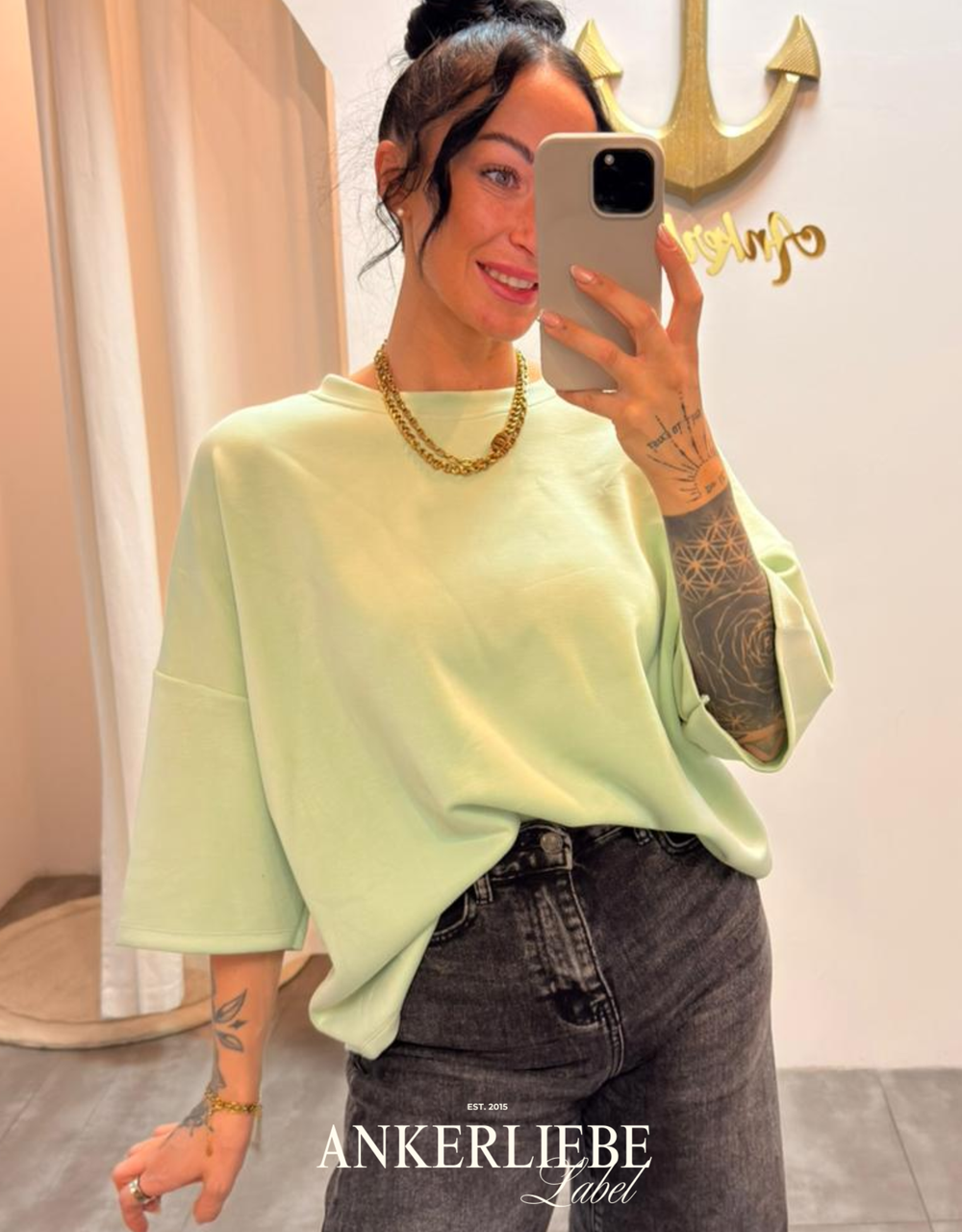 oversized 3/4 sweater shirt | mint