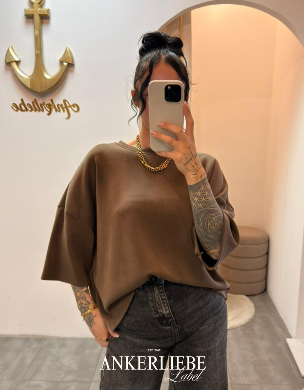 oversized 3/4 sweater shirt | oliv