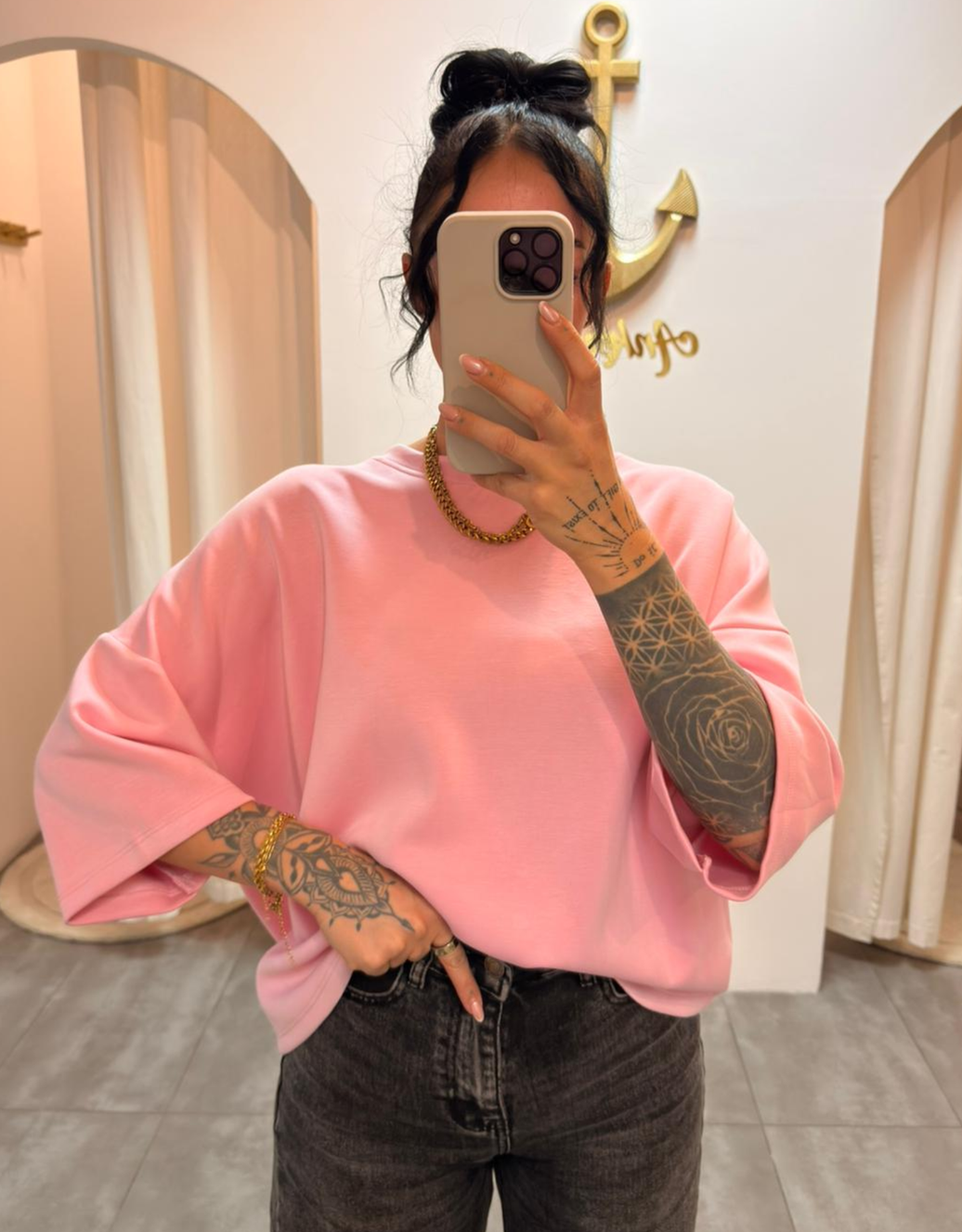 oversized 3/4 sweater shirt | rosa
