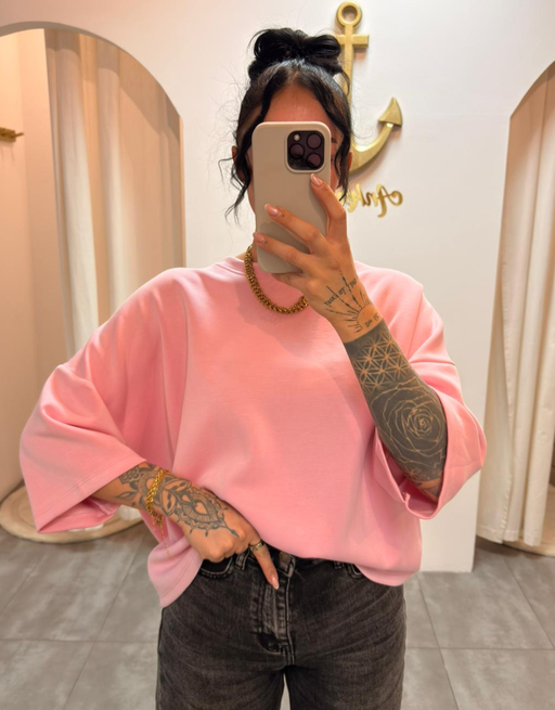 oversized 3/4 sweater shirt | rosa