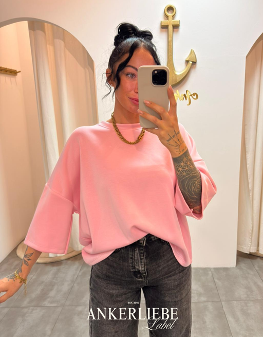 oversized 3/4 sweater shirt | rosa