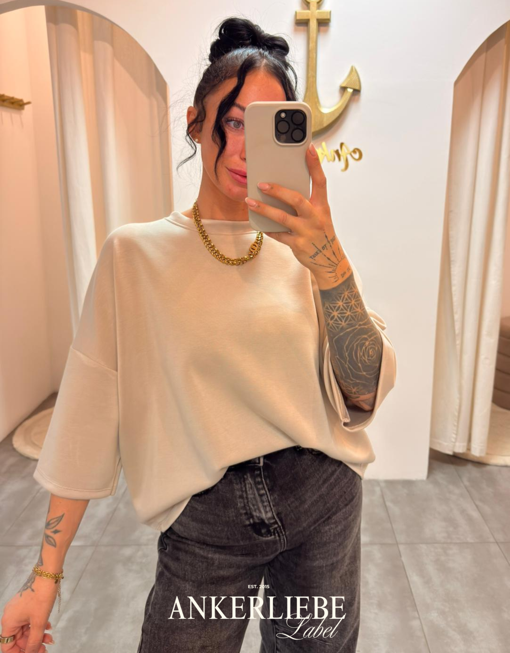 oversized 3/4 sweater shirt | sand