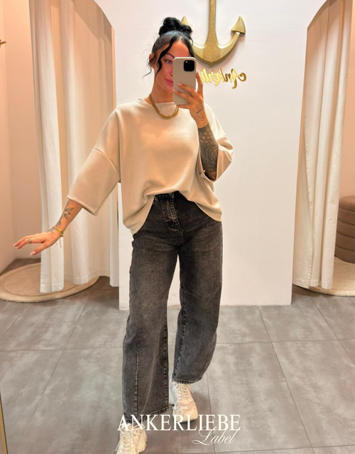 oversized 3/4 sweater shirt | sand