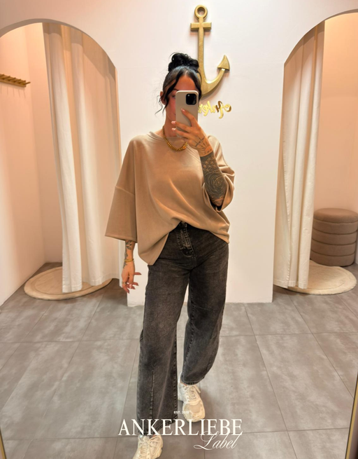 oversized 3/4 sweater shirt | camel