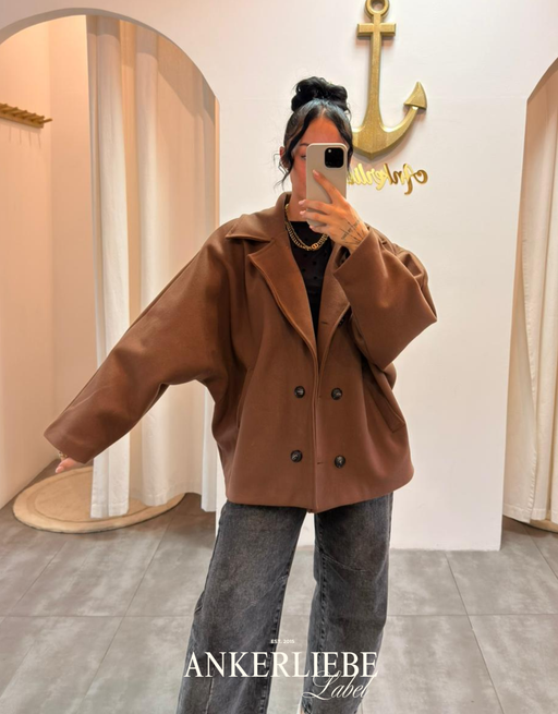 oversized trench jacke  | schokobraun