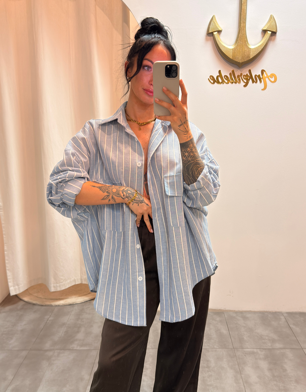 oversized hemdbluse | blau
