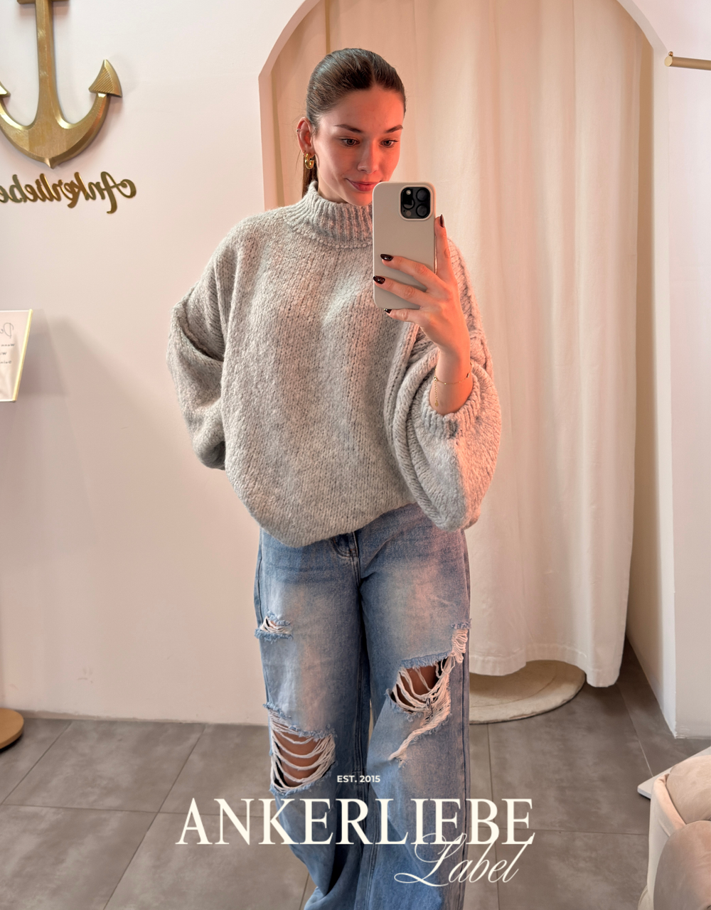 Oversize Statement Pullover | hellgrau