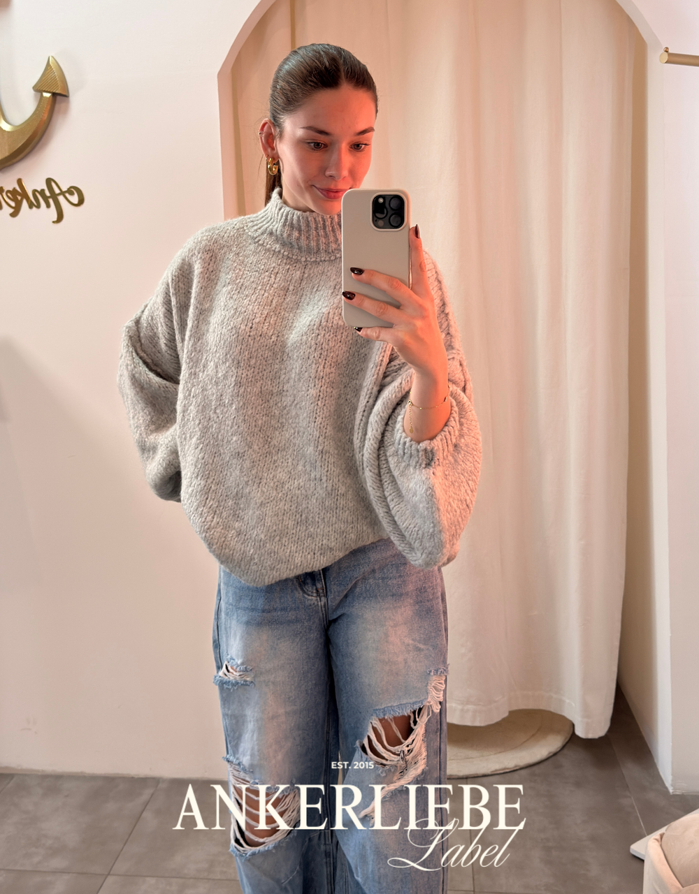 Oversize Statement Pullover | hellgrau