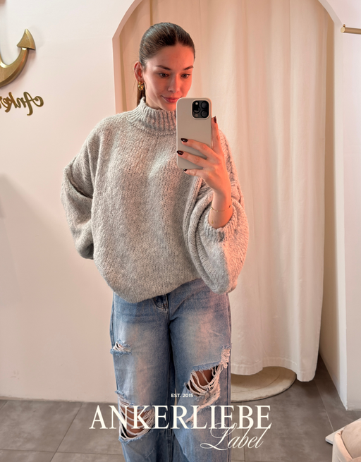 Oversize Statement Pullover | hellgrau