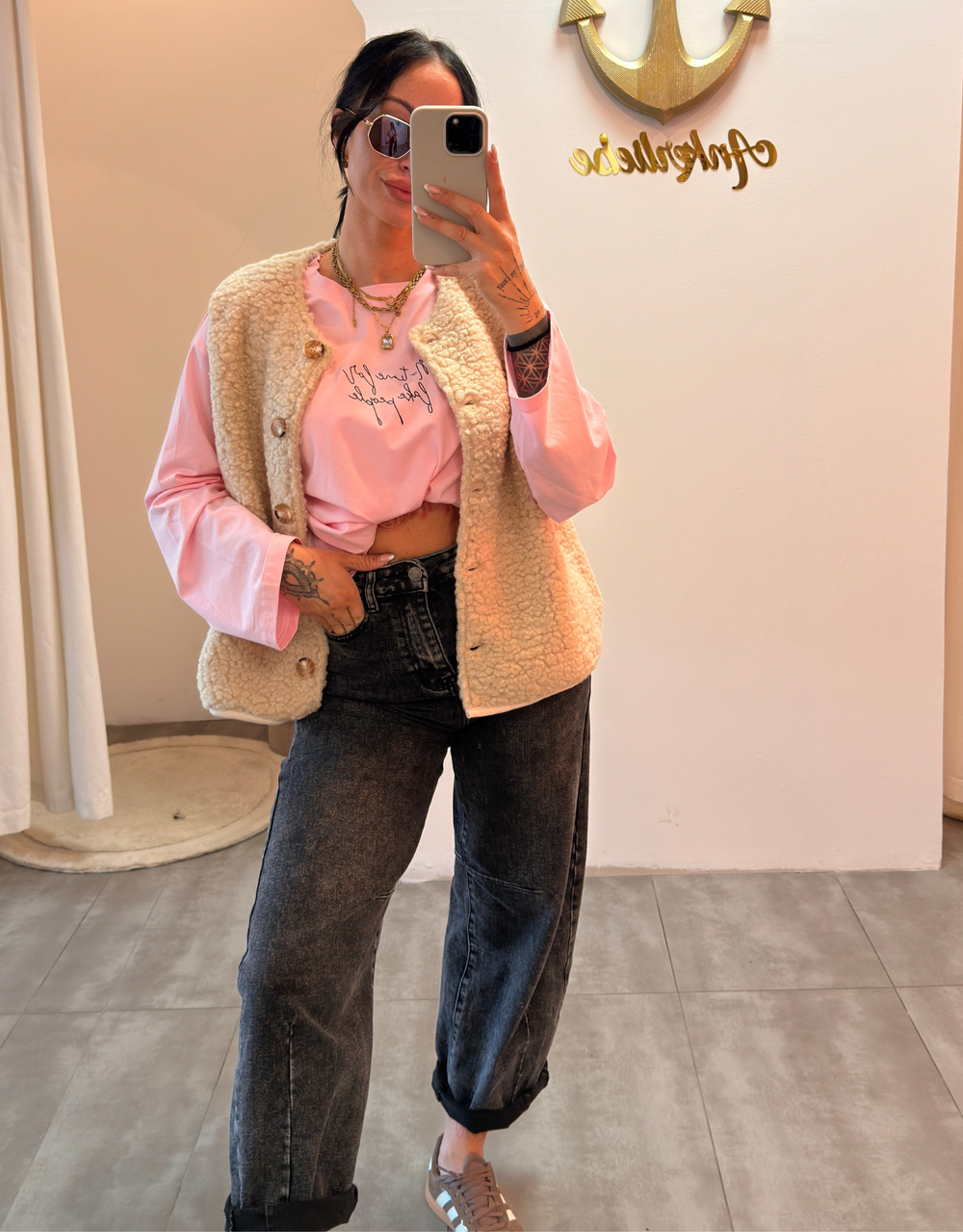 no time for fake people | oversized langarmshirt rosa