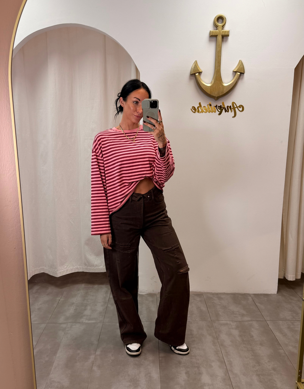chocolate destroyed wide leg jean | high waist
