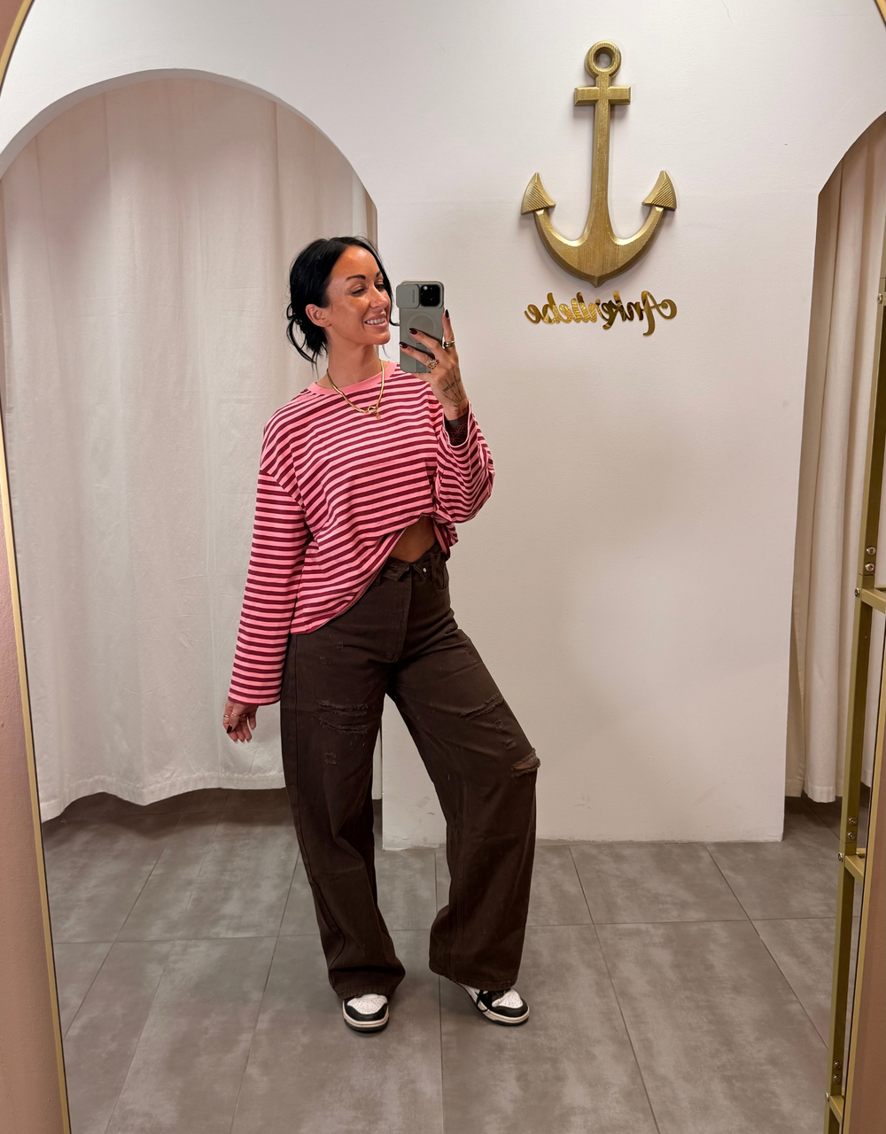 chocolate destroyed wide leg jean | high waist