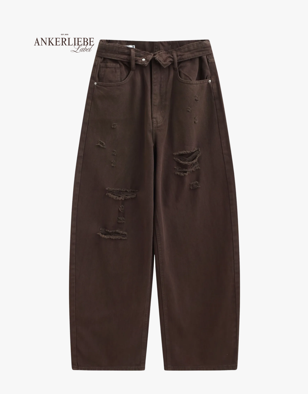 chocolate destroyed wide leg jean | high waist