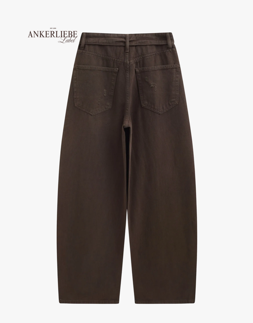 chocolate destroyed wide leg jean | high waist