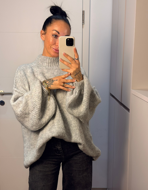 Oversize Statement Pullover | hellgrau