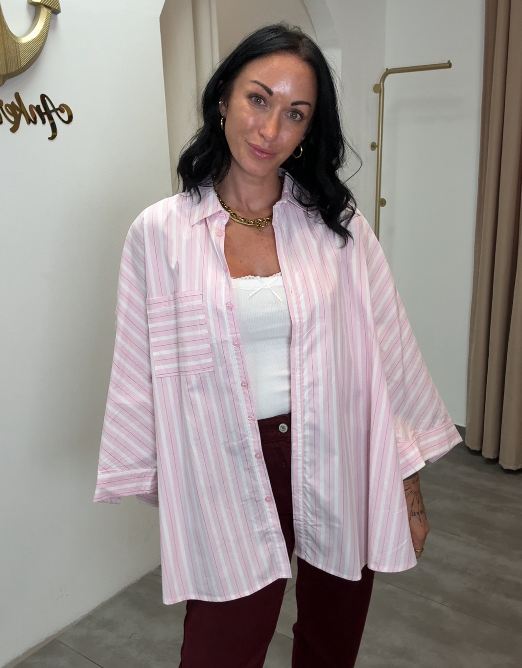 oversized statement bluse | rosa