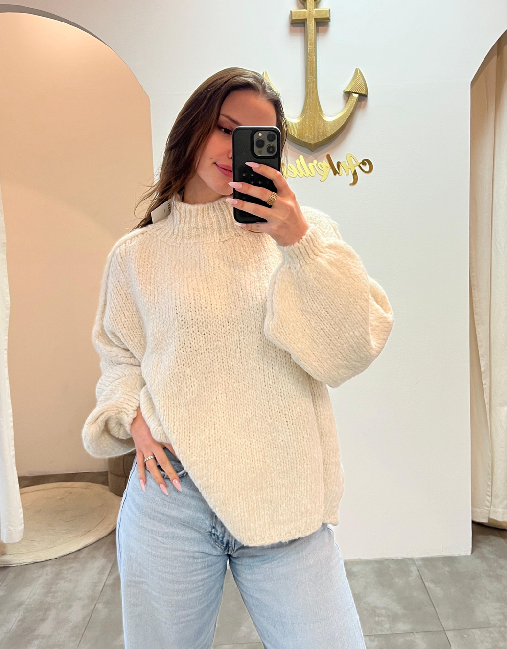 Oversize Statement Pullover | creme