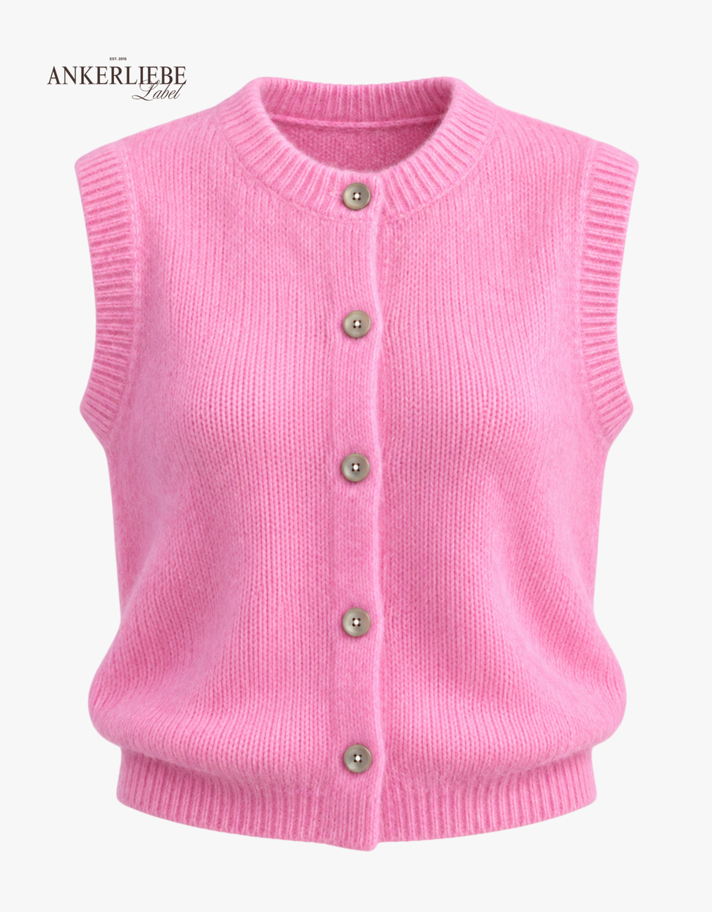 flauschige mohair weste mit knöpfen | rosa