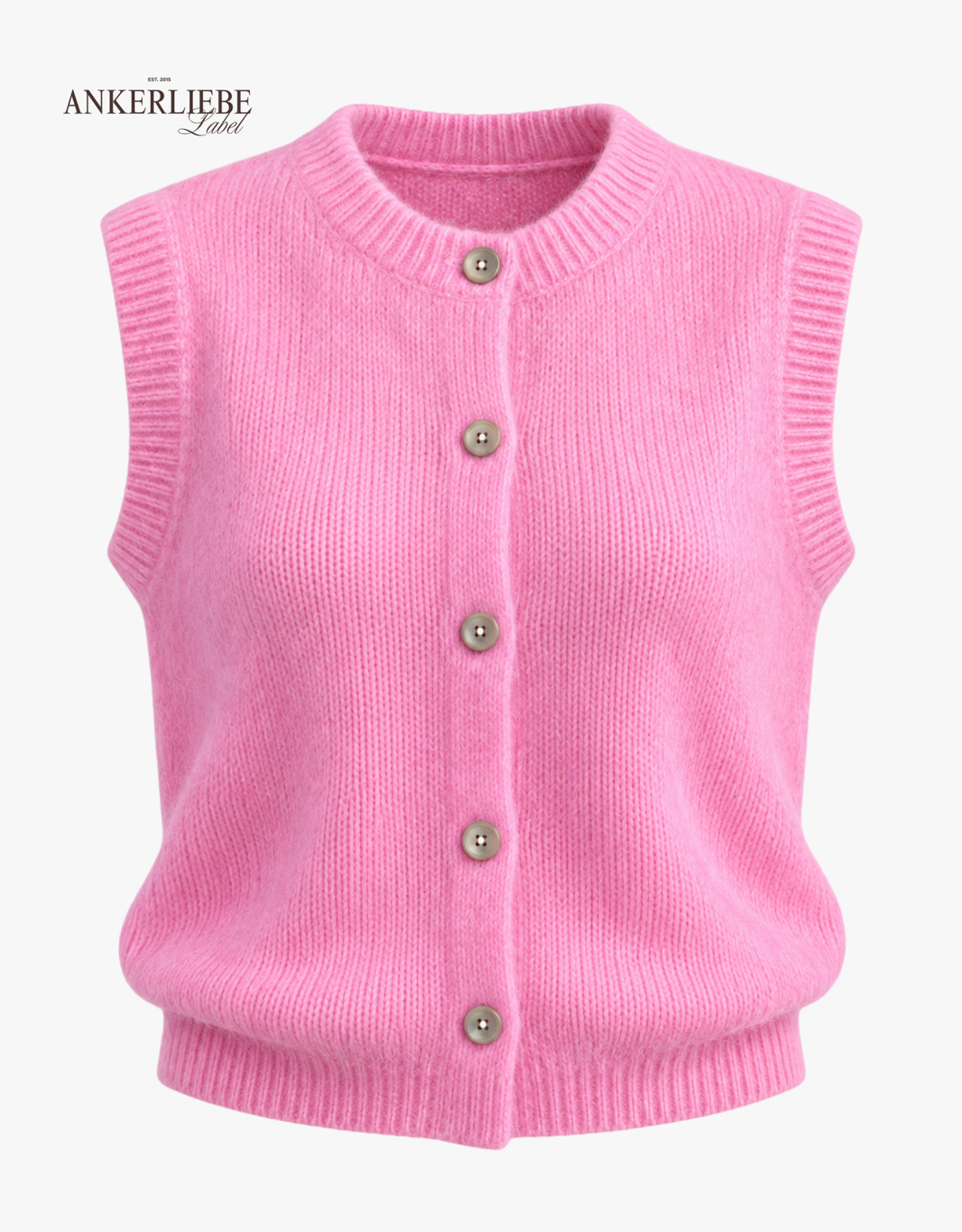 flauschige mohair weste mit knöpfen | rosa