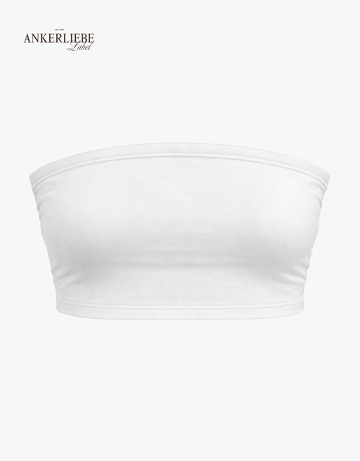basic top trägerlos | cropped | weiß