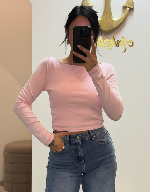 lyn longsleeve crop shirt | rosa