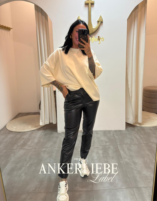 mid waist hose | lederoptik schwarz