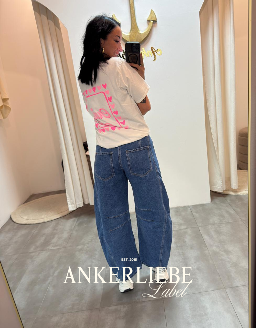 mid waist denim barrel jean | extra weit