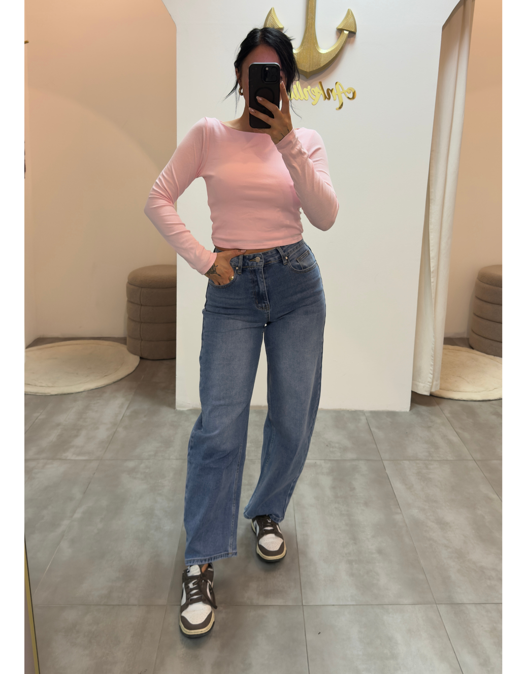 High rise ballon jean | classic blue