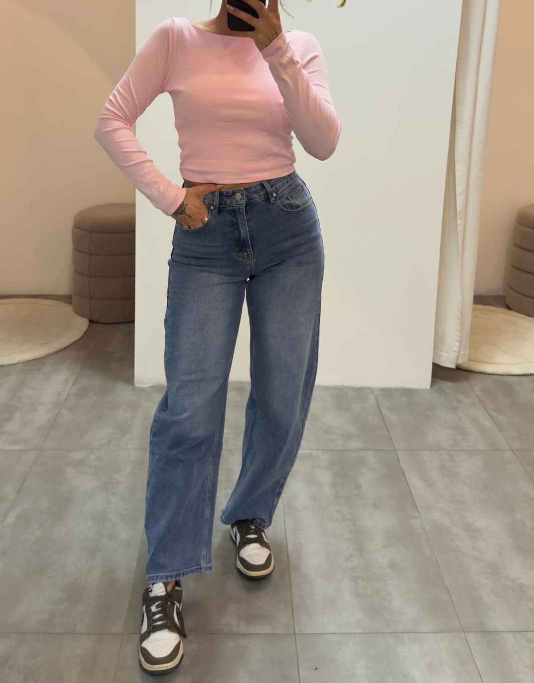 image High rise ballon jean | classic blue