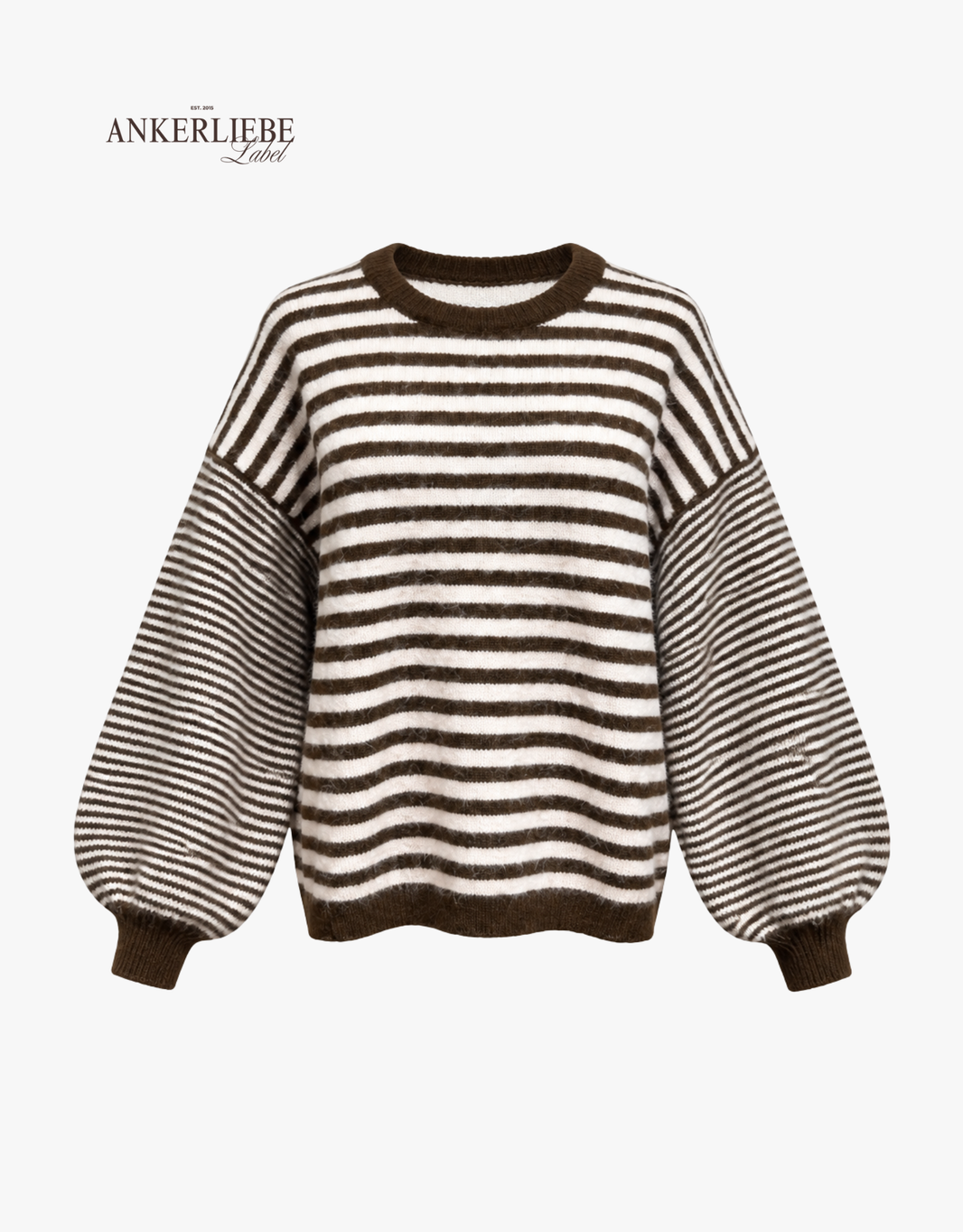 cozy striped pullover | choco/rose