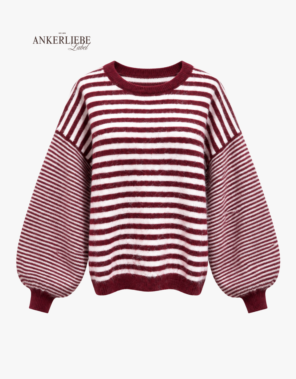 cozy striped pullover | bordeaux/ecru