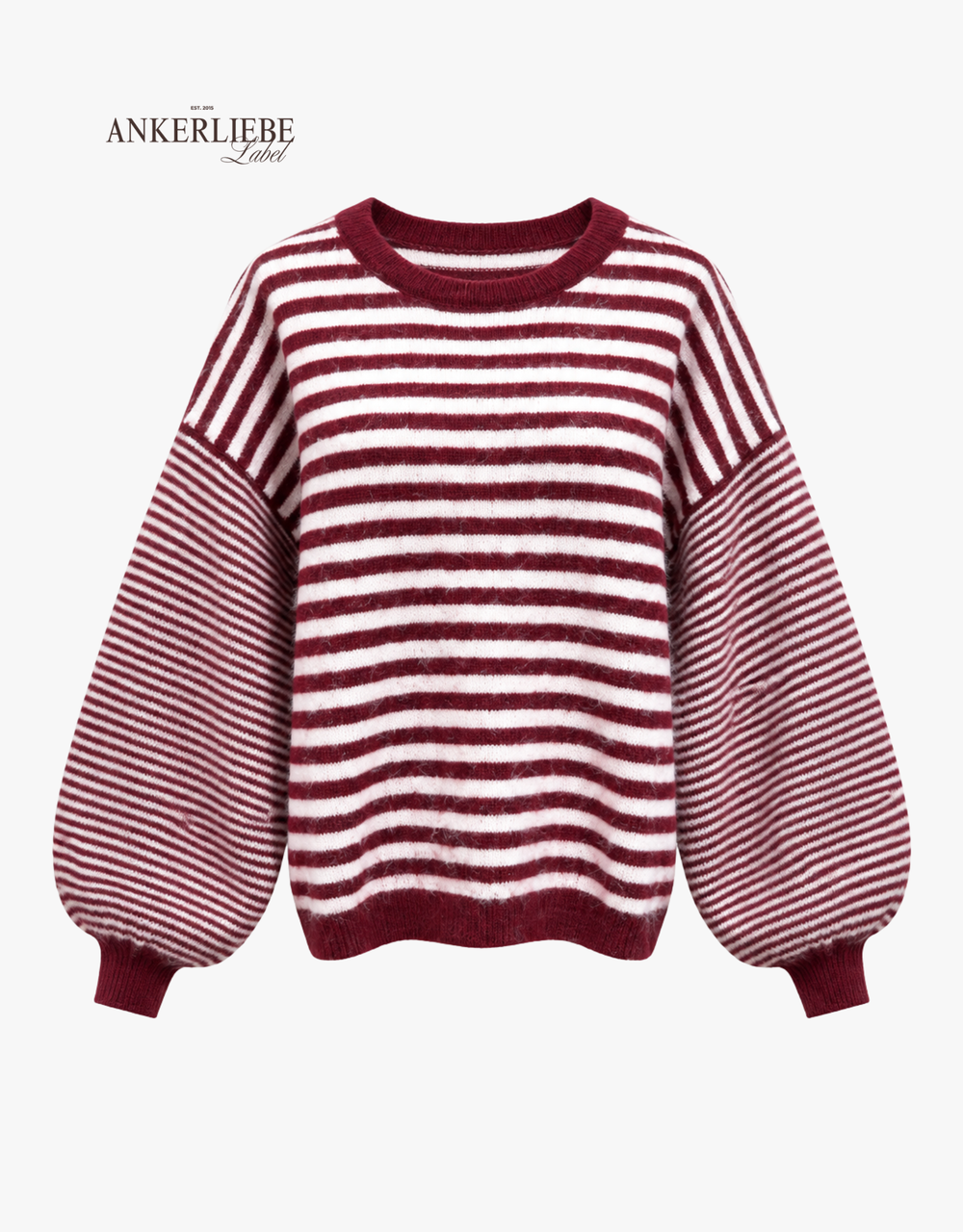 cozy striped pullover | bordeaux/ecru