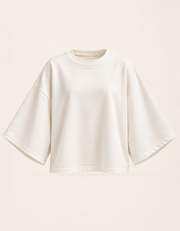 cotton perfect crop shirt | oversized | ecru