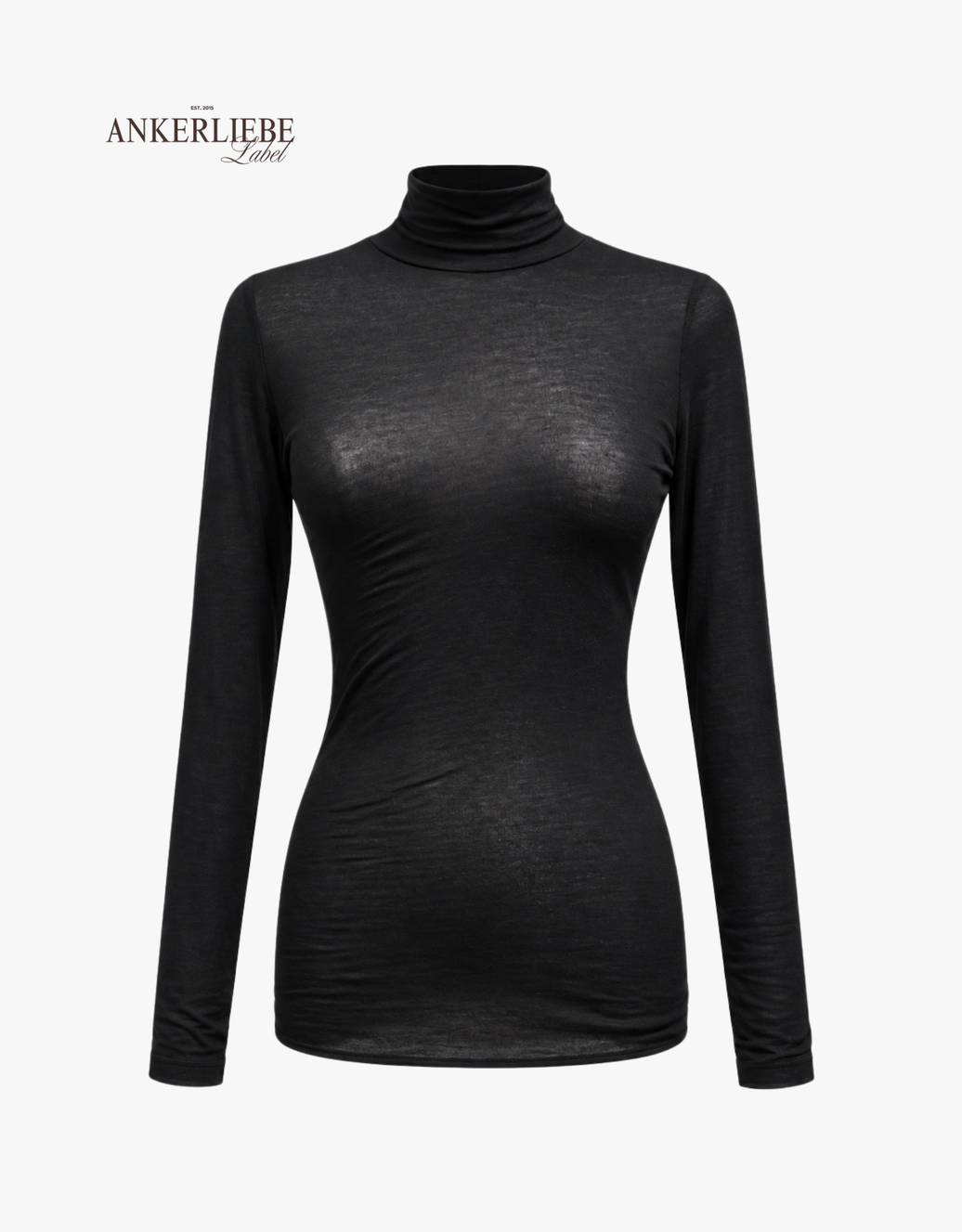 kaschmir shirt langarm mit rolli  | schwarz
