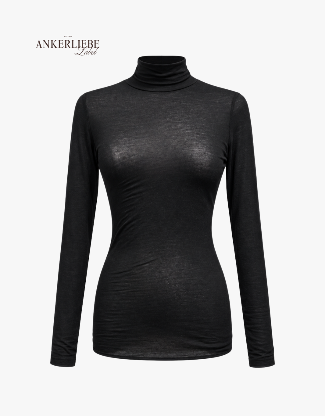 kaschmir shirt langarm mit rolli  | schwarz