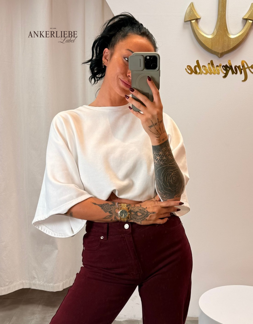 cotton perfect crop shirt | oversized | ecru