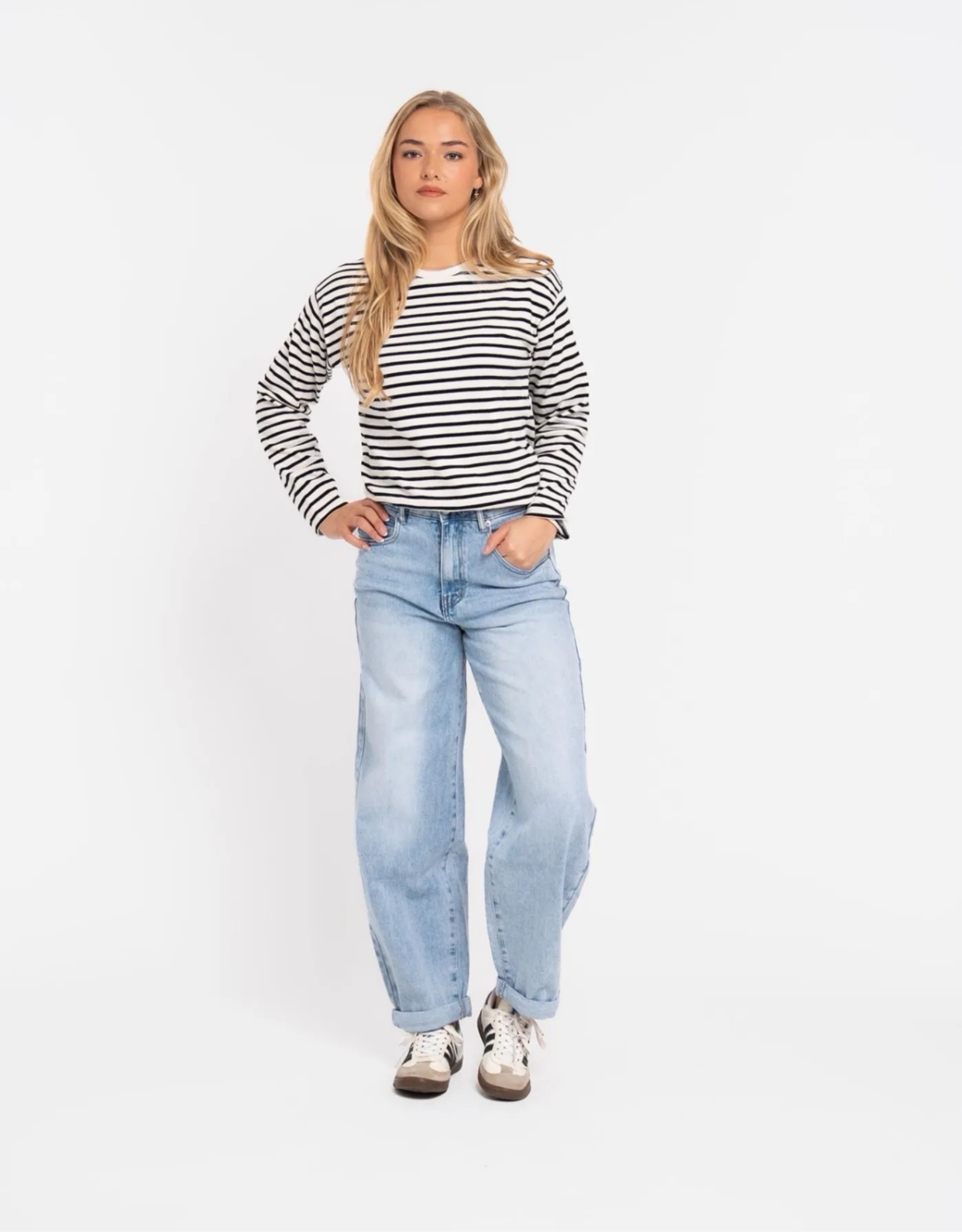 soft denim ballon jean | perfect blue