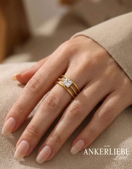 multi-ring mit quadratischem glitzerstein