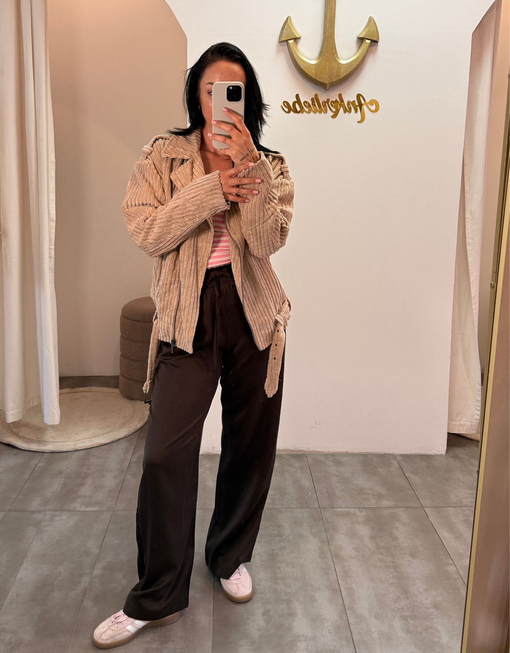 lockere satinhose | schoko