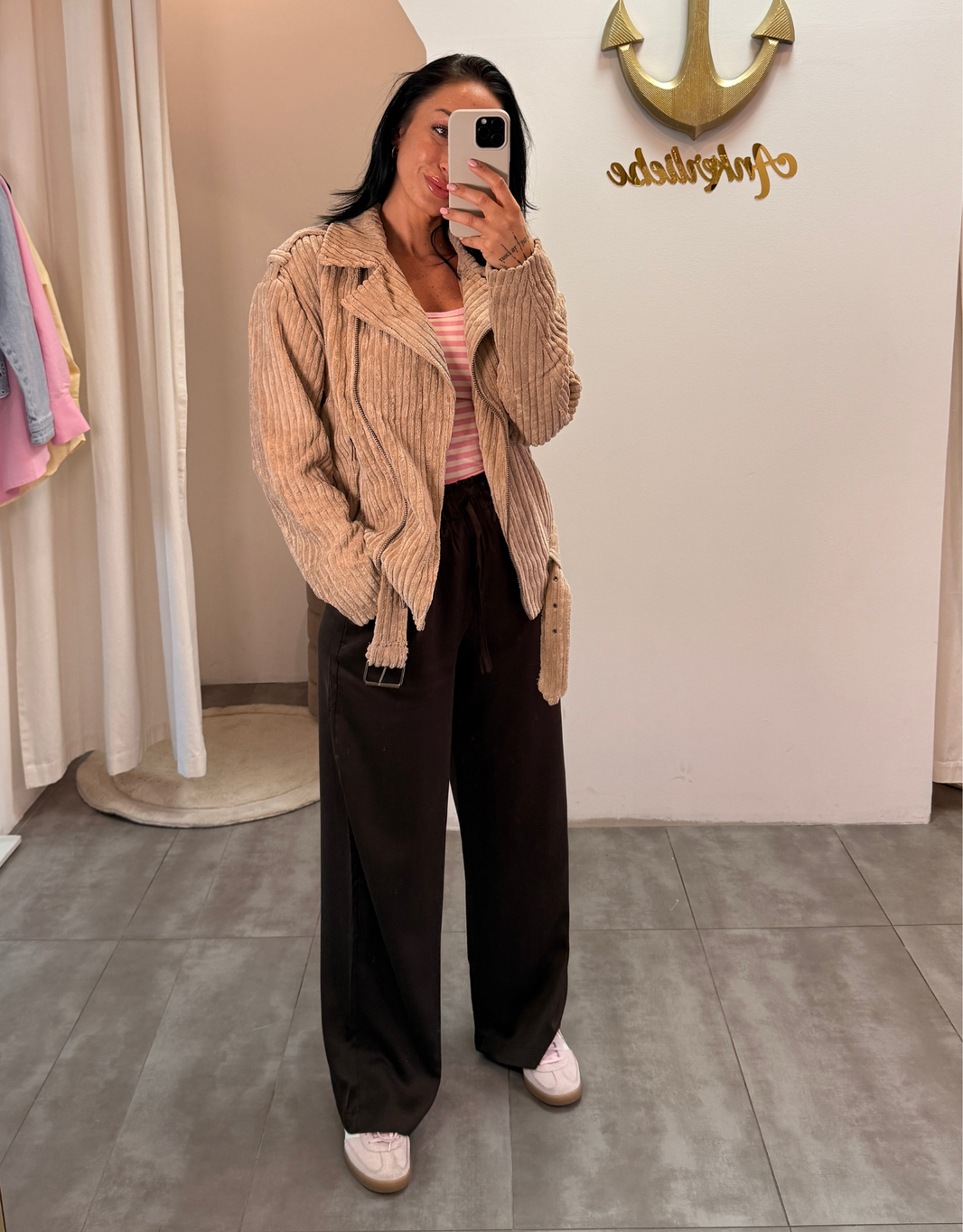 lockere satinhose | schoko