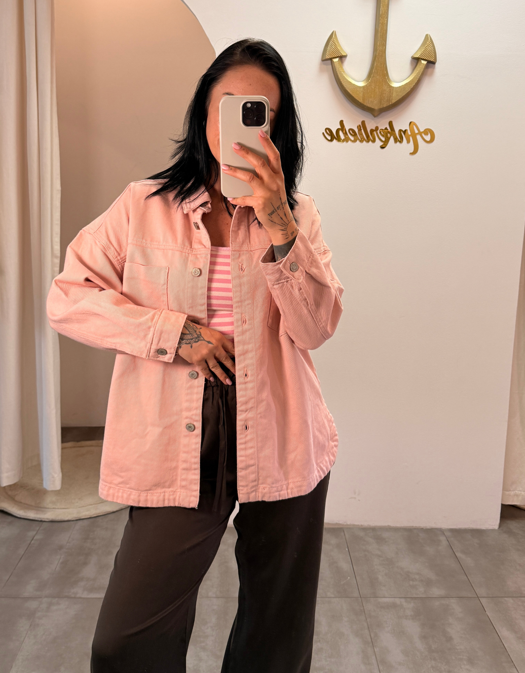 jeansjacke oversized | rosa
