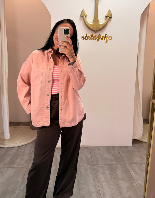 jeansjacke oversized | rosa