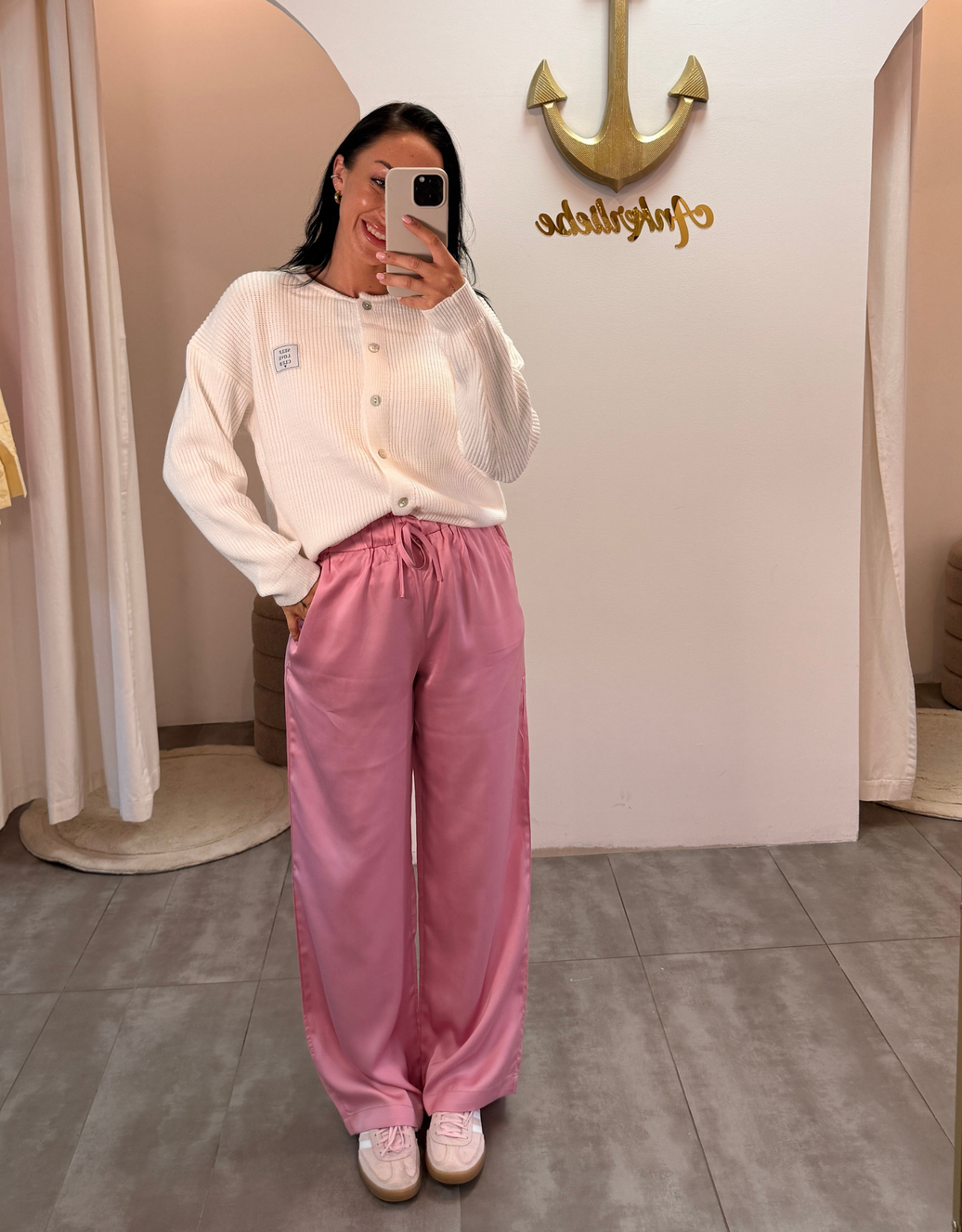 lockere satinhose | rosa