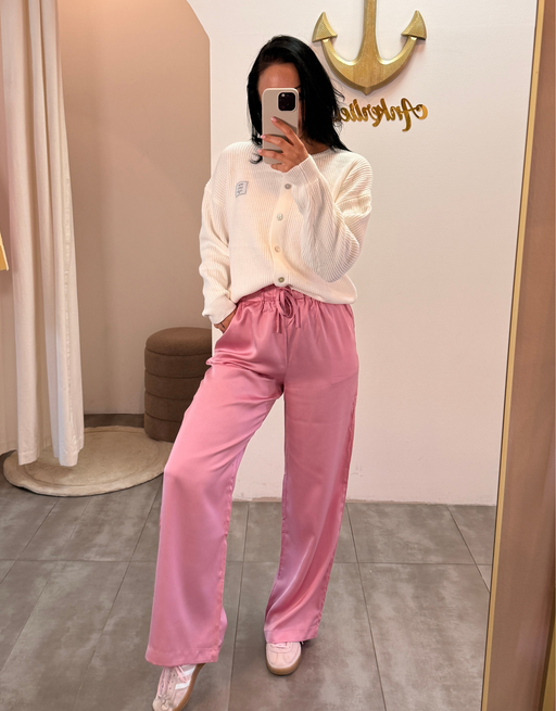 lockere satinhose | rosa