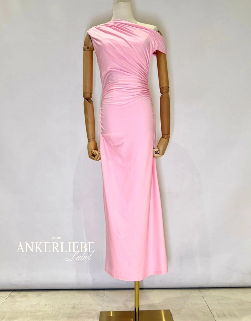 asymmetrisches midi kleid | rosa