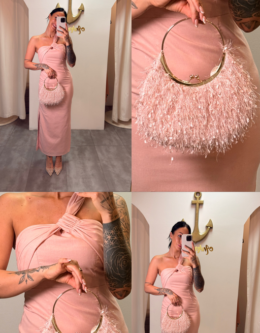 leinenkleid oneshoulder | rosa