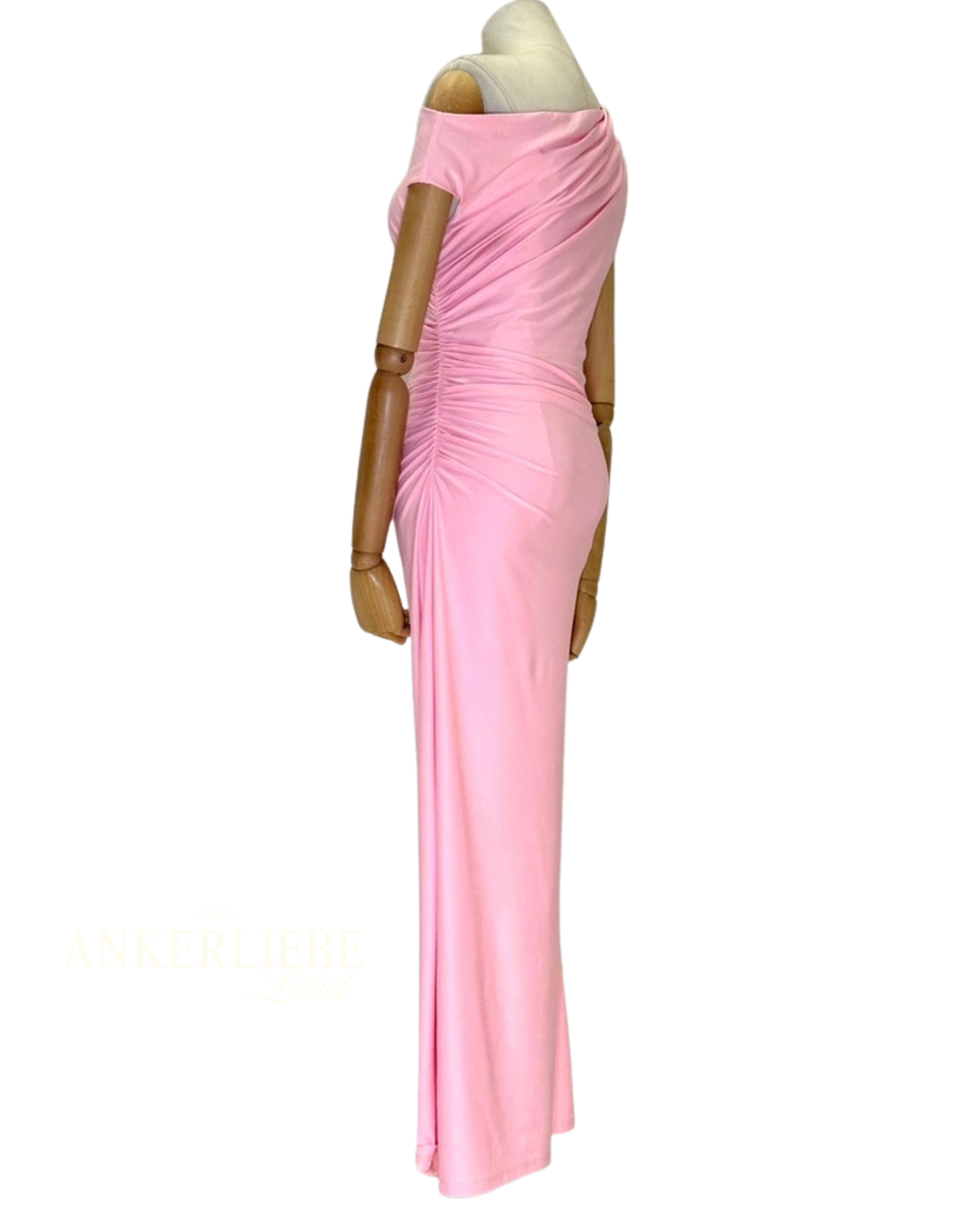 asymmetrisches midi kleid | rosa